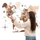 Arte de parede do mapa mundial de madeira Aprecie a madeira grande multicolorida