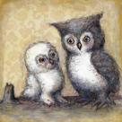 Arte de parede em canvas Oopsy Daisy Two Little Hoots 36 x 36 cm