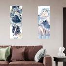 Arte de parede em tela 2 painéis Hatsune Miku 25x75cm Anime Winter