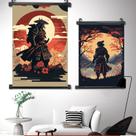 Arte de parede em tela 2 painéis Samurai Warrior 30x45cm e 40x60cm