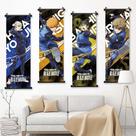 Arte de parede em tela Blue Lock Anime 4 painéis 25x75cm Scroll