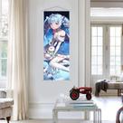 Arte de parede em tela Hatsune Miku, pintura de anime, 25x75cm, pergaminho