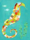 Arte de parede em tela Oopsy Daisy Under The Seahorse 25 x 36 cm