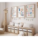 Arte de parede em tela Pennclys Kids Playroom Alphabet 16x24cm, conjunto 3