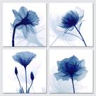 Arte de parede em tela Pyradecor Blue Flickering Flower 4 painéis Arte de parede em tela Pyradecor Blue Flickering Flower 4 painéis