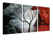 Arte de parede em tela Wieco Art The Cloud Tree 30x40cm 3 painéis