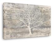 Arte de parede em tela Yihui Arts Tree Of Life pintada à mão cinza branco bege