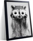 Arte de parede Funny Raccoon Bathroom em tela emoldurada 20x25cm