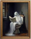 Arte de parede KBKBART Ghost Reading on Toilet 30x40cm