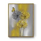 Arte de parede LB Yellow Dandelion com borboleta em tela 43x30cm Arte de parede LB Yellow Dandelion com borboleta em tela 43x30cm
