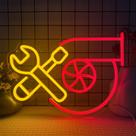 Arte de parede LED Garage Turbo Neon Light Abooly 37x27 cm