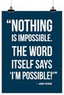 Arte de Parede Motivacional "Nothing Is Impossible" - Audrey Hepburn, Azul, 1 Unidade - Inkdotpot