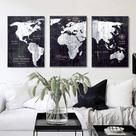 Arte de parede MZYZSL World Map Impressão em tela vintage 60x90cm x3 Arte de parede MZYZSL World Map Impressão em tela vintage 60x90cm x3