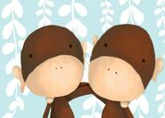 Arte de parede Oopsy Daisy Two of a Kind Monkeys 36 x 25 cm