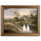 Arte de parede Wemandh Halloween Ghost 24x30 cm com moldura rústica