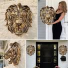 Arte montada na parede XIAOMA Large Lion Head 3D Golden Resin
