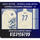 Arte Vetor Camisa Interclasse Estampa Dragão Azul Branco