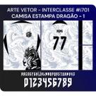 Arte Vetor Camisa Interclasse Estampa Dragão Branco Preto