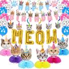Artigos de festa GOYOSWA Cat Birthday com banner e balões Artigos de festa GOYOSWA Cat Birthday com banner e balões