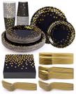 Artigos de festa Lzerking Black and Gold Prestige 224 peças