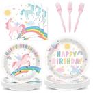 Artigos para festas Justforjoyful Pastel Unicorn Serve 24