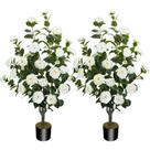 Árvore Artificial de Camélia MHMJON 110 cm Branca 2 Unidades