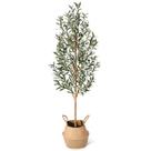 Árvore artificial Kazeila Faux Olive 180 cm com cesta de ervas marinhas