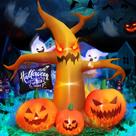 Árvore assustadora inflável de Halloween XOOWOO de 8 pés com fantasmas e abóboras