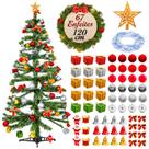 Árvore de Natal 110 Galhos Decorada Com 67 Enfeites Pisca Pisca Decoração Natalina