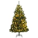 Árvore de Natal artificial com dobradiças vidaXL com LEDs de 1,8 m com suporte