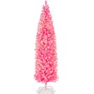 Árvore de Natal Best Choice Products rosa de 6 pés com luzes