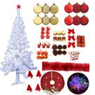 Árvore De Natal Branca 1,50m 220 Galhos Decorada 81 Itens Enfeites Pisca Pisca Led 220v Árvore De Natal Branca 1,50m 220 Galhos Decorada 81 Itens Enfeites Pisca Pisca Led 220v