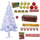 Árvore De Natal Branca 1,80m 320 Galhos Decorada Com Enfeites 91 Itens