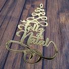 arvore de natal comFrase Feliz Natal em Acrílico Dourado 30cm Painel Decoração Festa 32x22 cm (BRI