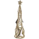 Árvore de Natal cone espelhado com festão champanhe dourado e ponteira de estrela 40 cm