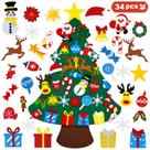 Árvore de Natal de feltro THAWAY para crianças pequenas com 34 enfeites de 110 cm