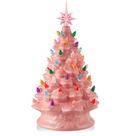 Árvore de Natal em cerâmica Casafield rosa 38cm com 128 luzes
