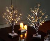Árvore de Natal Hairui, mesa pré-iluminada, coberta de neve, 45 cm, 24 LED