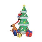 Árvore De Natal Inflável Gigante De 7FT Com Papai Noel E Cão, 3 Caixas De Presente, Luzes LED