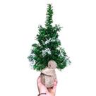 Árvore De Natal Mesa Mini Pinheirinho Base De Madeira e Juta 45cm Luxuosa Flocos de Neve