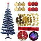Árvore De Natal Nevada 1,20m 120 Galhos Decorada Com 77 Itens Pisca Led 110v