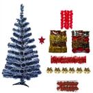 Árvore De Natal Nevada 60cm 40 Galhos Decorada 52 Itens Enfeites