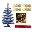 Árvore De Natal Nevada 60cm 50 Galhos Com 18 Enfeites Pisca 110v