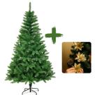 Árvore de Natal Pinheiro Tradicional 2,10M altura com 1150 galhos acompanha flores douradas de brinde