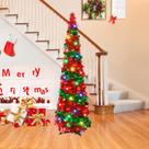 Árvore de Natal Pinkswan de 5 pés com 50 luzes LED Tinsel Red Green Árvore de Natal Pinkswan de 5 pés com 50 luzes LED Tinsel Red Green