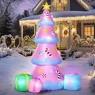Árvore de Natal rosa inflável Joiedomi 213cm com luzes LED
