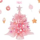 Árvore de Natal SY CRAFT Mini Pink com luzes e enfeites