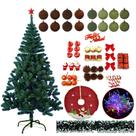 Árvore De Natal Verde 320 Galhos 1,50m 80 Itens Enfeites Pisca Pisca Led 110v
