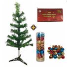 Arvore de Natal Verde 60 cm de Altura com 24 Bolinhas Coloridas e Pisca Pisca Colorido 127 volts