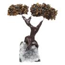 Árvore de Pedra Olho de Tigre com Drusa de Cristal P 15cm - Foco, Proteção e Prosperidade